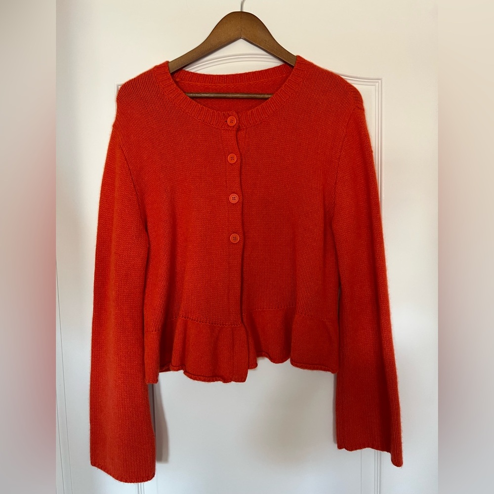 Women's Orange Button-Up Sweater - Picture 2 of 4